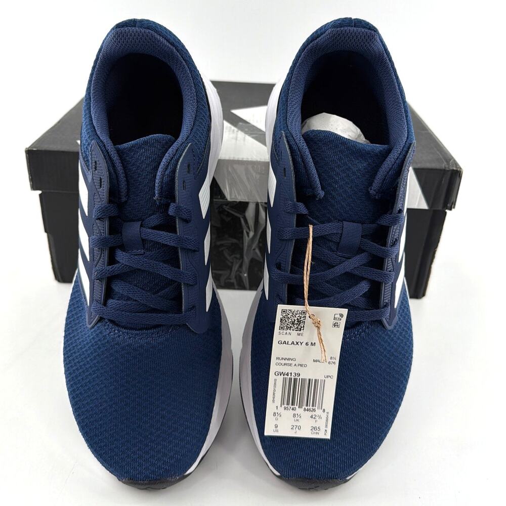 Adidas Men's Tech Indigo Cloud White Legend Ink Galaxy 6 Running Shoes Size 9 - Picture 6 of 14